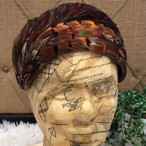 Vintage pheasant feather fascinator hat 1950s